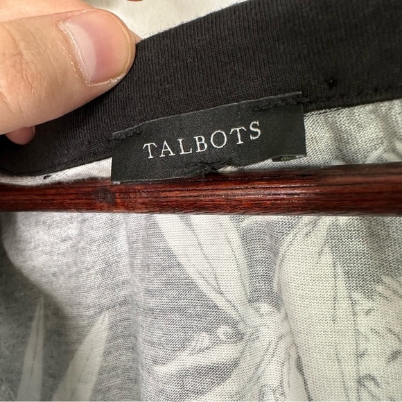 Talbots Modal Blend Black White Tropical Floral Top - Picture 6 of 10